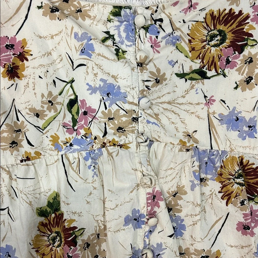 Anthropologie Cream Floral Blouse